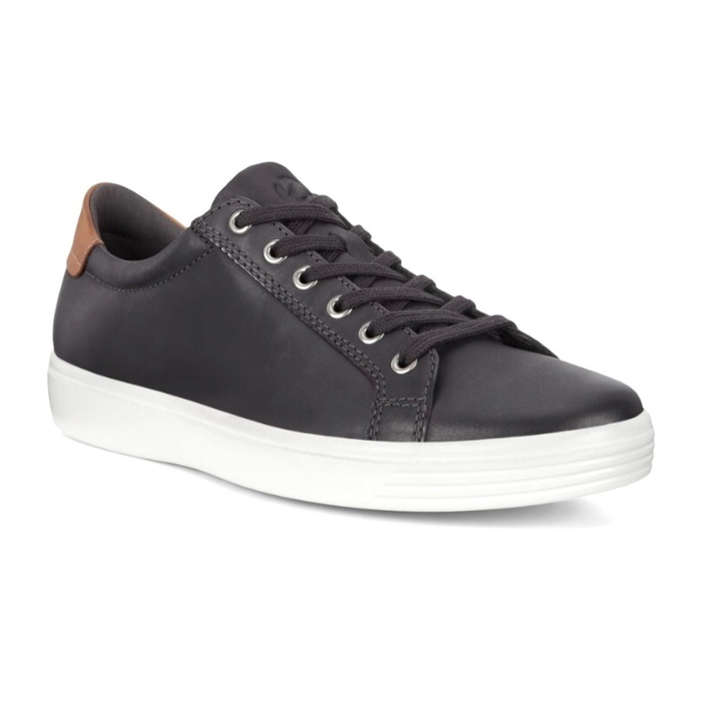 ECCO Gray Soft Leather Casual Lace Up Shoes Sneakers Sz 12-12.5
